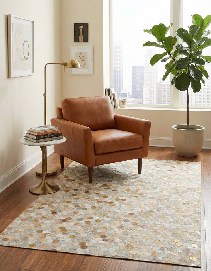 Detail image of 5' 2 x 8' 1 Cowhide - Patchwork Rug