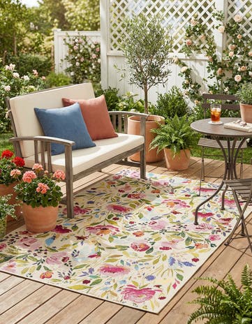 4' x 6' Easy-Clean Botanical Indoor / Outdoor Rug