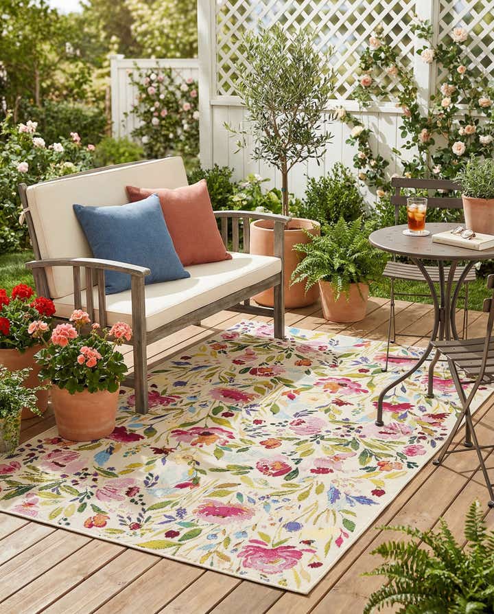 4' x 6' Easy-Clean Botanical Indoor / Outdoor Rug