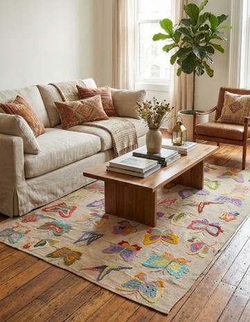 4' x 5' 6 Hand Woven Kilim Suzani Wool Rug