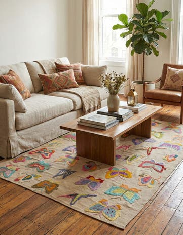 4' x 5' 6 Hand Woven Kilim Suzani Wool Rug