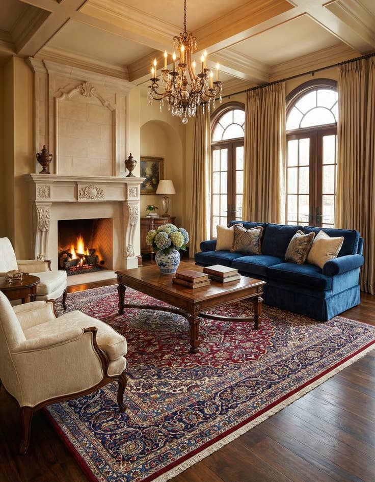 Detail image of  9' 8 x 13' 3  Hand Knotted Kashan Persian Wool Rug