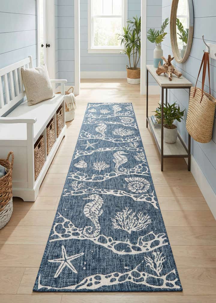 2' 7 x 12' Easy-Clean Coastal Indoor / Outdoor Runner Rug