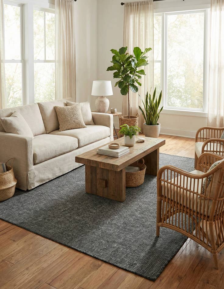 Detail image of 5' 3 x 5' 3  Washable Solid Indoor / Outdoor Square Rug