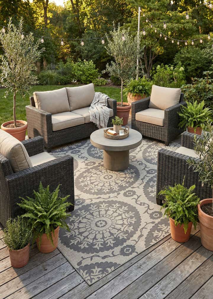 7' x 10' Easy-Clean Botanical Indoor / Outdoor Rug