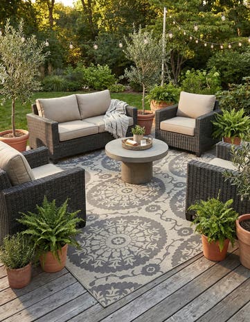 7' x 10' Easy-Clean Botanical Indoor / Outdoor Rug