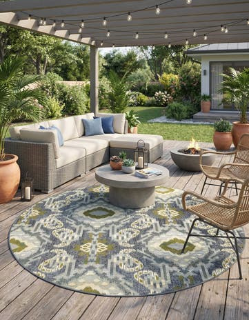 8' x 8' Easy-Clean Modern Indoor / Outdoor Round Rug