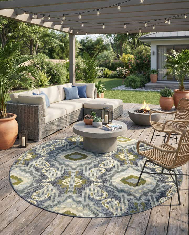 8' x 8' Easy-Clean Modern Indoor / Outdoor Round Rug