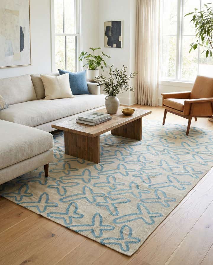 6' 10 x 9' 8 Hand Woven Kilim Modern Wool Rug