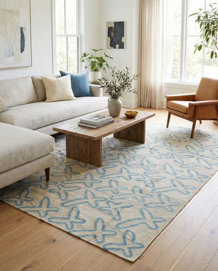 Detail image of 6' 10 x 9' 8 Hand Woven Kilim Modern Wool Rug