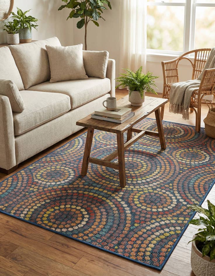 Detail image of  4' 1 x 6' 1  Washable Baja Indoor / Outdoor Rug