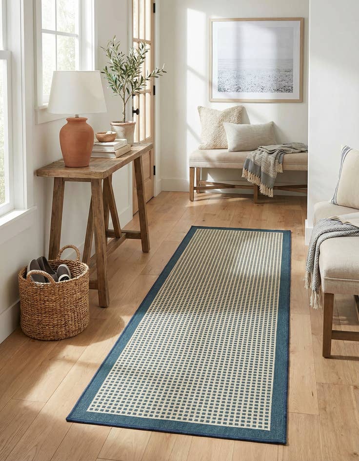 Detail image of 2' x 8'  Washable Border Indoor / Outdoor Runner Rug