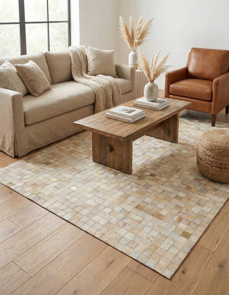 Detail image of 4' x 5' 7 Cowhide Stocks Rug