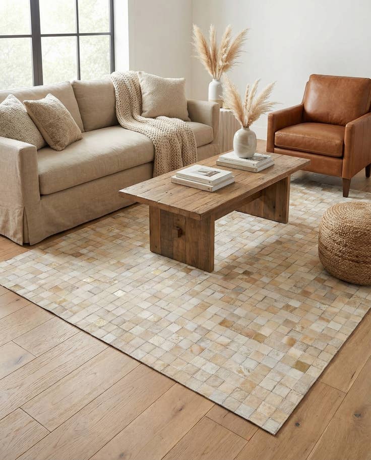 Detail image of 4' x 5' 7 Cowhide Stocks Rug