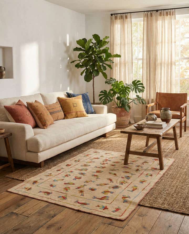 5' x 6' 3 Hand Woven Kilim Suzani Wool Rug