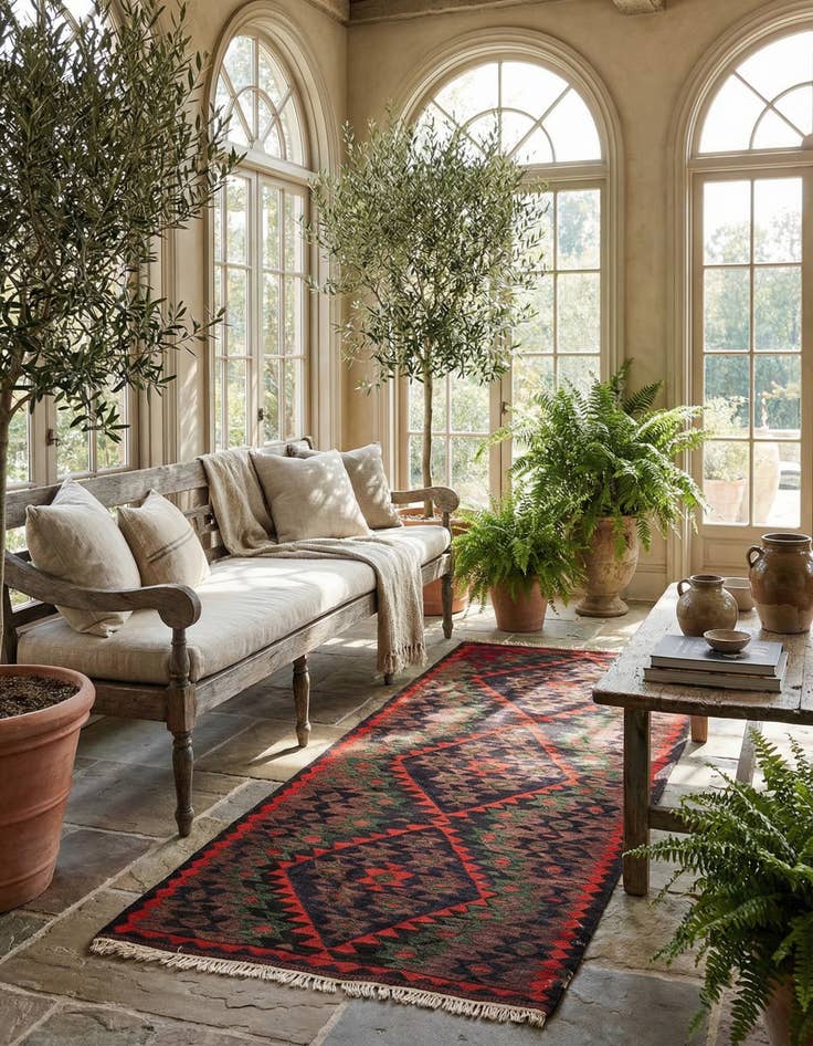 Detail image of 4' 5 x 8' 4  Hand Woven Kilim Fars Wool Runner Rug