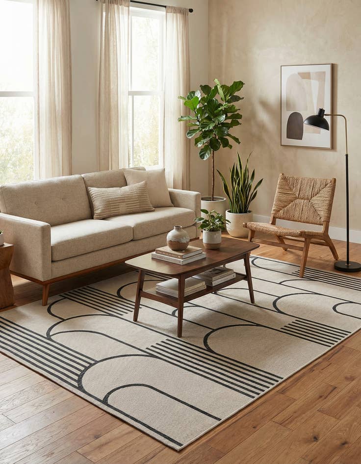 Detail image of 5' 3 x 8' Easy-Clean Modern Indoor / Outdoor Rug