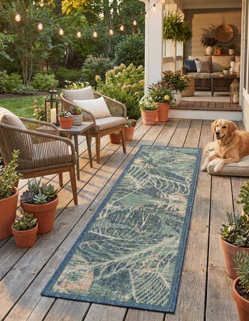 Blue Easy-Clean Baja Indoor / Outdoor Runner Rug