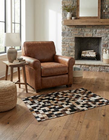 2' x 3' Cowhide Leather Rug