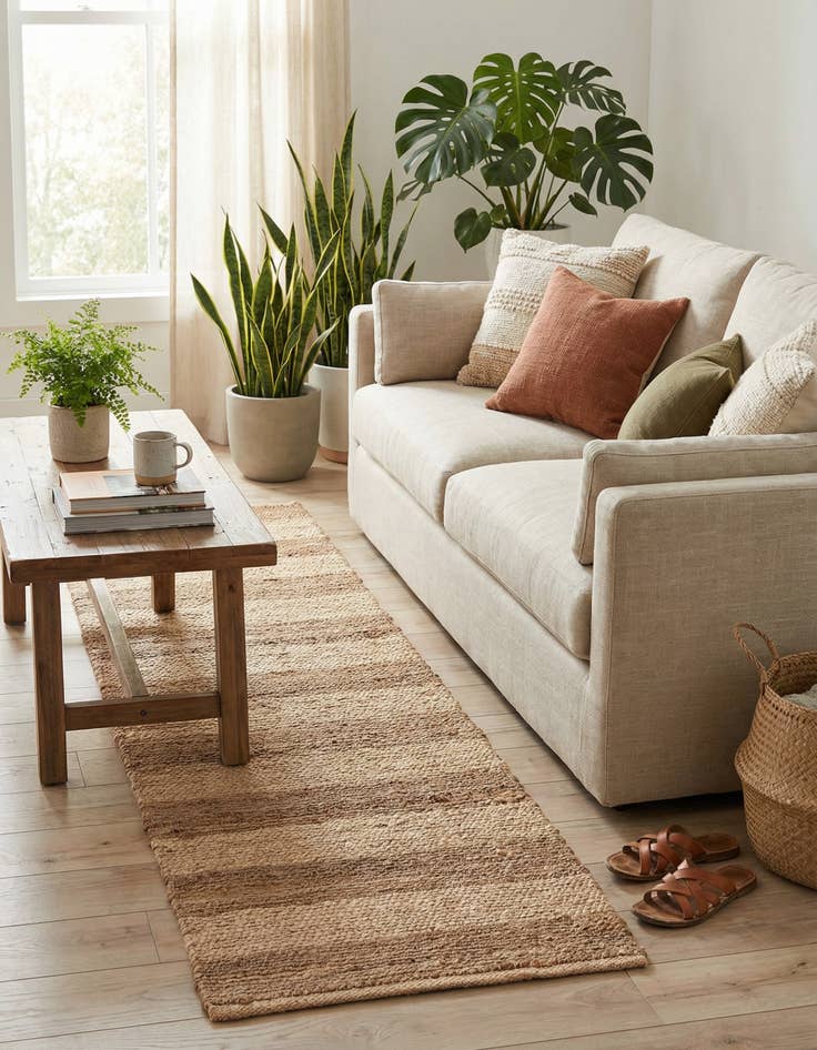 Detail image of  2' 2 x 6' 1  Hand Braided Jute Runner Rug