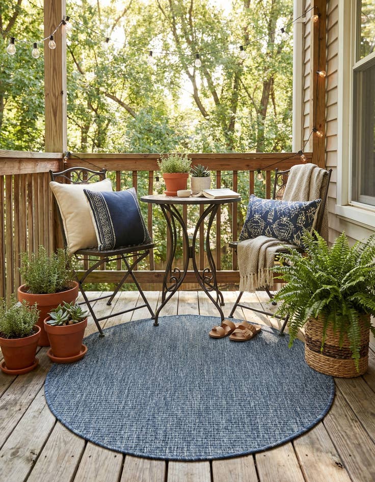 Detail image of  3' x 3'  Washable Solid Indoor / Outdoor Round Rug