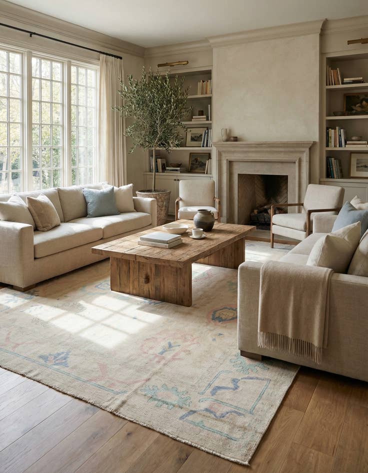 Detail image of 8' 10 x 11' 5 Hand Knotted Oushak Wool Rug
