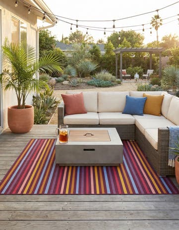 Easy-Clean Ribbon Indoor / Outdoor Square Rug