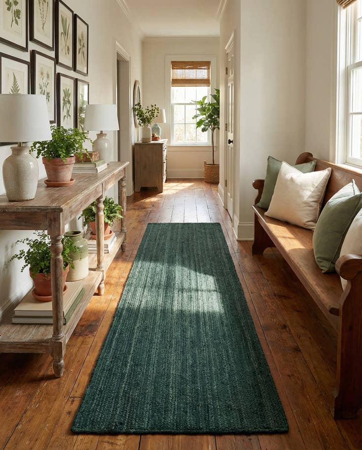 Detail image of 2' 7 x 12' Handmade Braided Jute Runner Rug