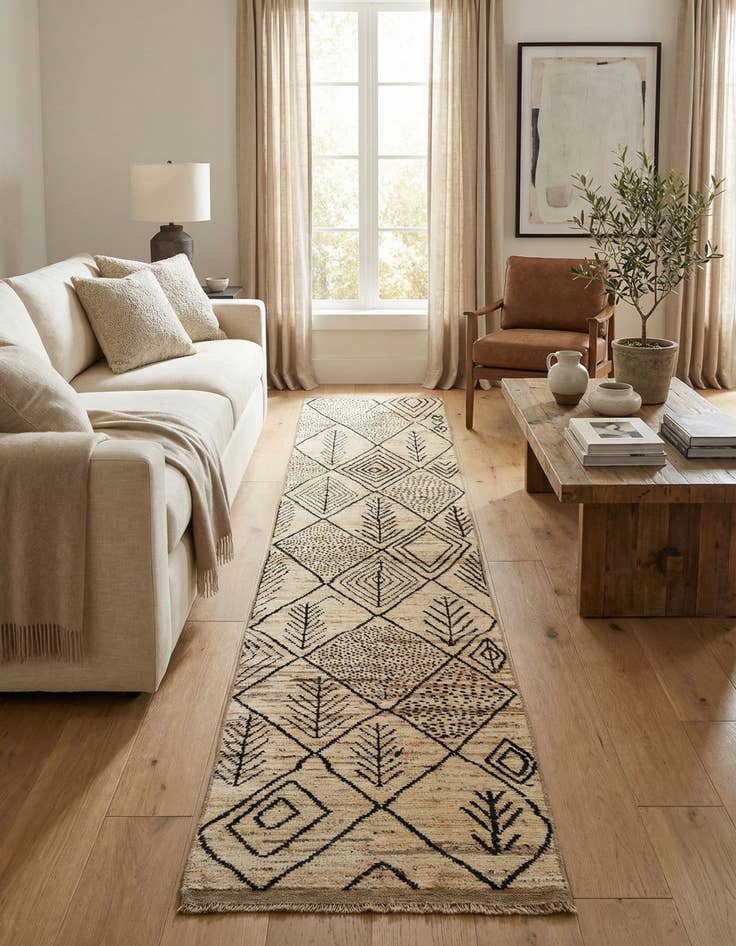 Detail image of 2' 11 x 16' 11 Hand Knotted Moroccan Wool Runner Rug