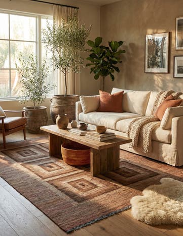 4' 3 x 6' 3 Hand Woven Kilim Modern Wool Rug