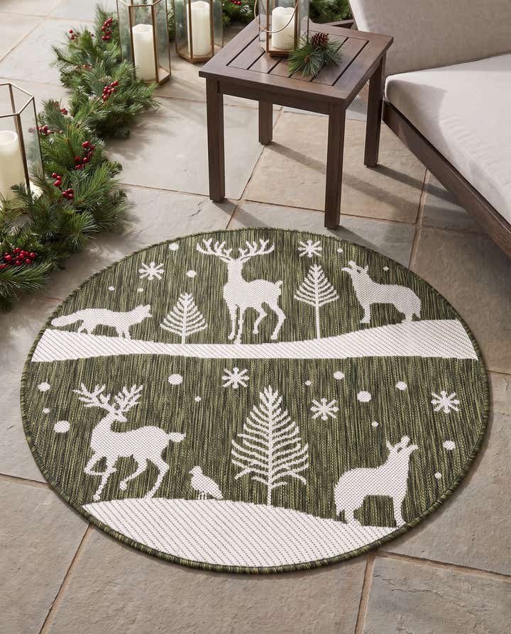 95cm x 95cm Leicht zu reinigen Holiday Innen- / Aussenbereich Rund Teppich