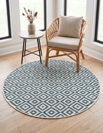 4' x 4' Easy-Clean Jill Zarin Costa Rica Indoor / Outdoor Round Rug