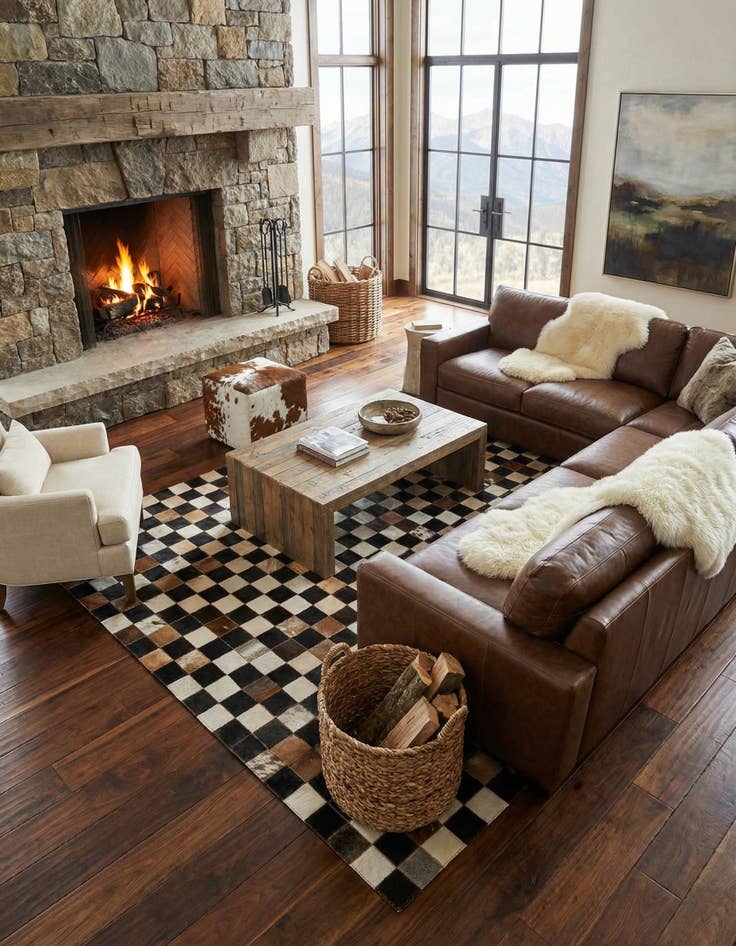 Detail image of  5' x 8' Cowhide Leather Rug