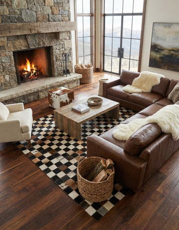5' x 8' Cowhide Leather Rug