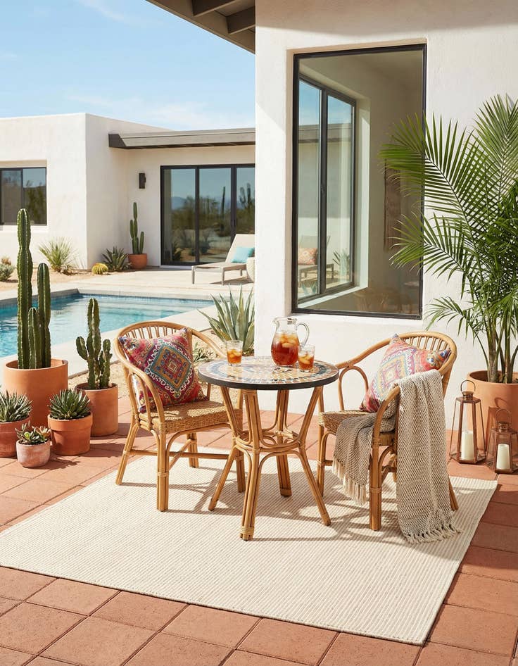 Detail image of 5' 1 x 5' 1 Easy-Clean Jill Zarin Palm Springs Indoor / Outdoor Square Rug