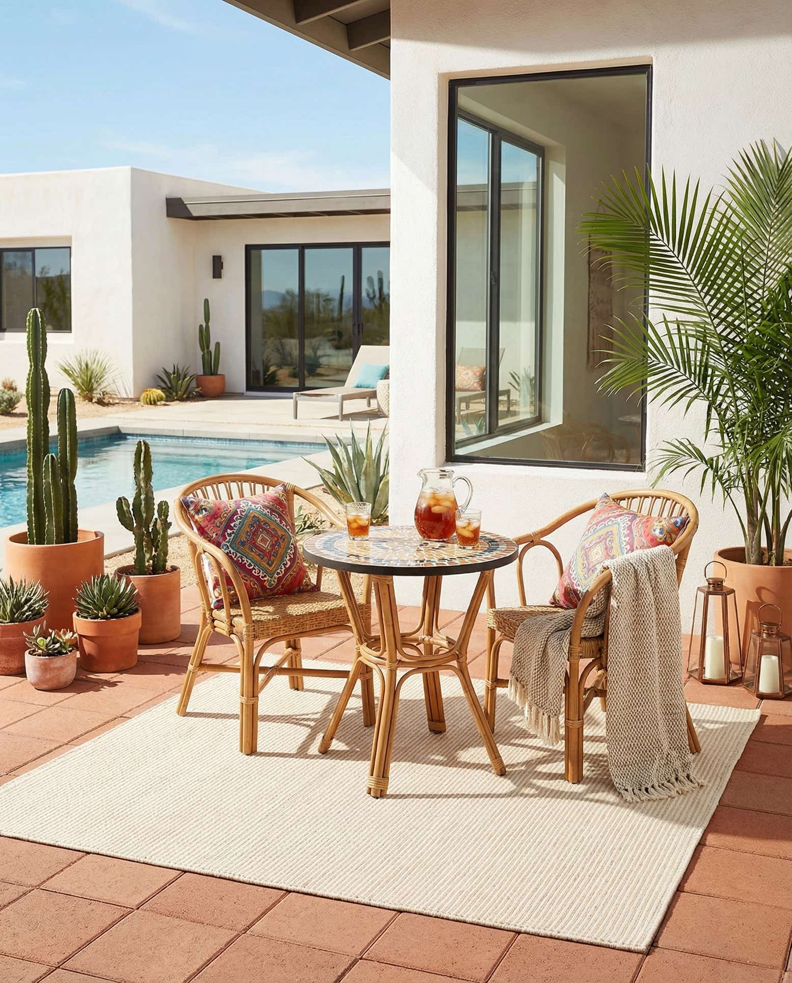 5' 1 x 5' 1 Easy-Clean Jill Zarin Palm Springs Indoor / Outdoor Square Rug