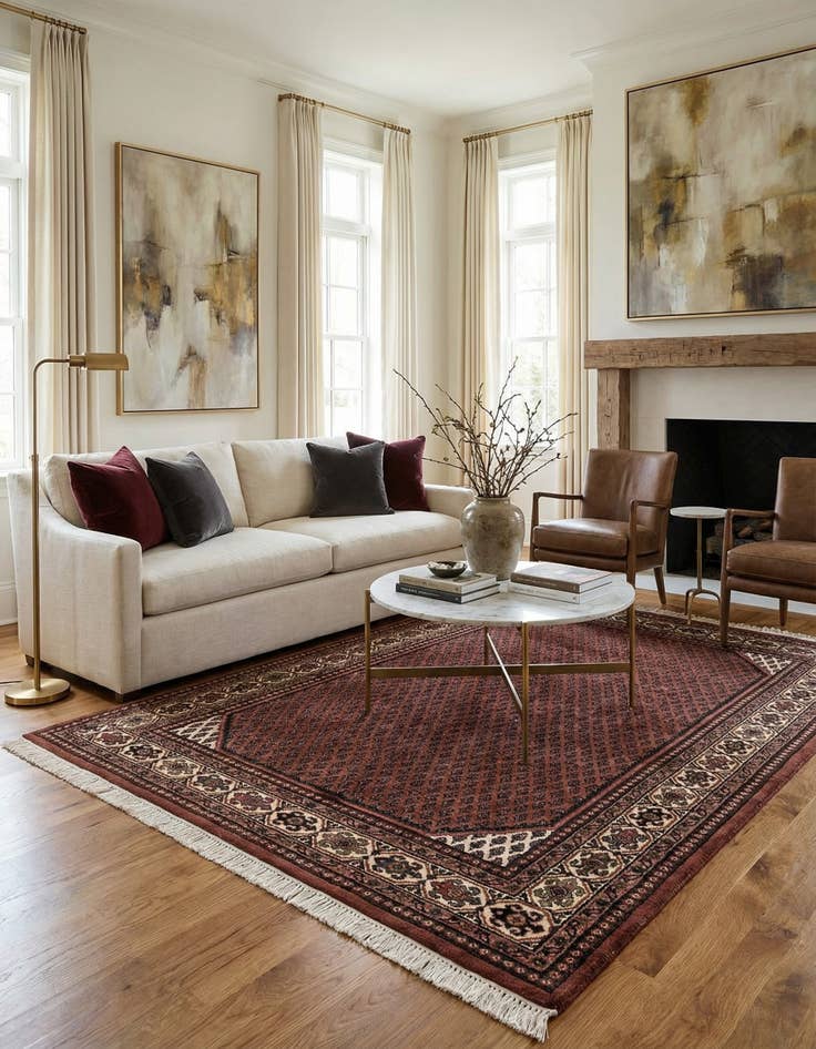 Detail image of 4' x 5' 8  Hand Knotted Mir Wool Rug