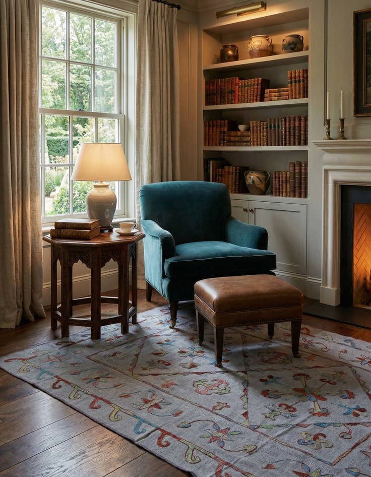 Detail image of 5' 8 x 7' 10 Hand Woven Kilim Suzani Wool Rug