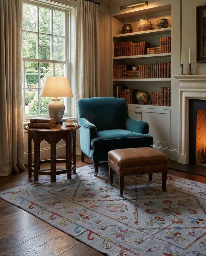 5' 8 x 7' 10 Hand Woven Kilim Suzani Wool Rug