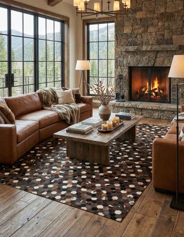 5' 2 x 8' 1 Cowhide Leather Rug