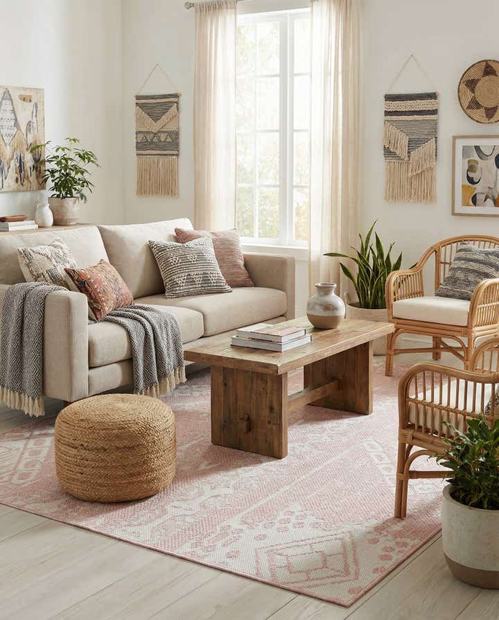 5' 3 x 8' Easy-Clean Bohemian Indoor / Outdoor Rug