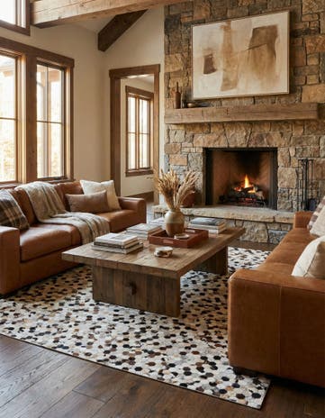 8' x 9' 10 Cowhide Leather Rug