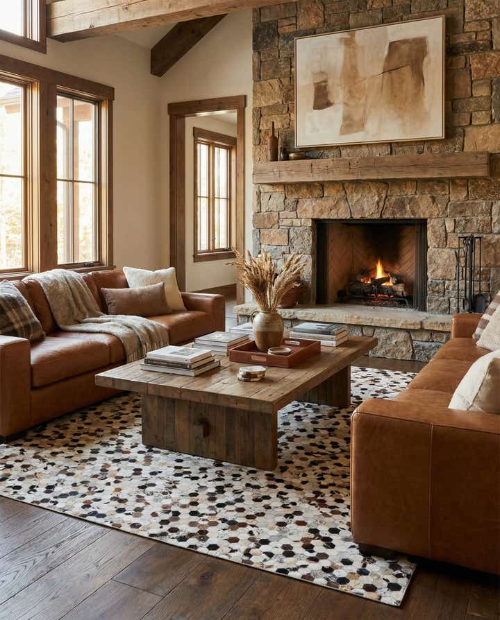 8' x 9' 10 Cowhide Leather Rug