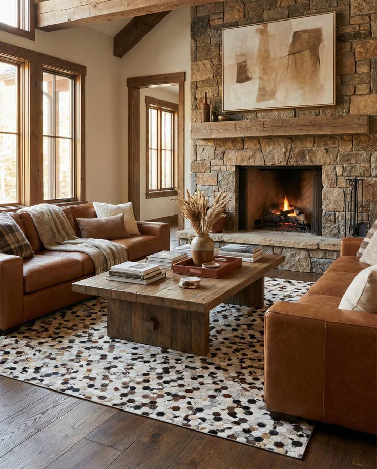 Detail image of 8' x 9' 10 Cowhide Leather Rug