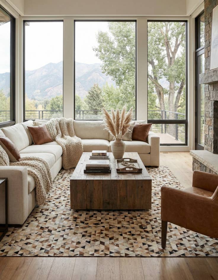 Detail image of 7' 10 x 9' 10 Cowhide - Patchwork Rug