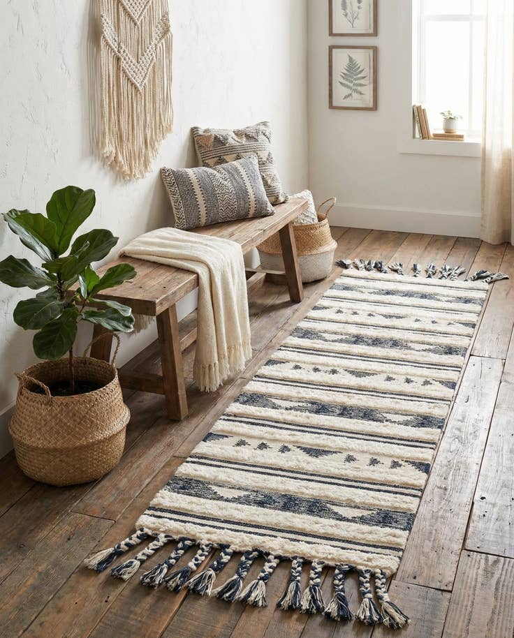Detailansicht von 65cm x 250cm Handgewebt Arizona Wolle Läufer Teppich