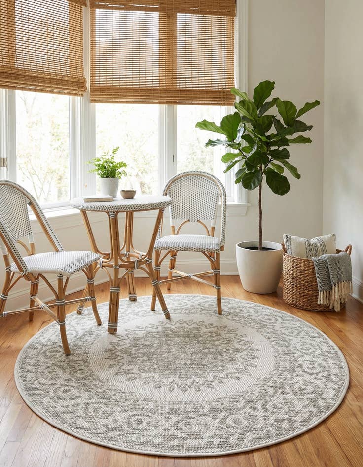 Detail image of  3' x 3'  Washable Traditional Indoor / Outdoor Round Rug