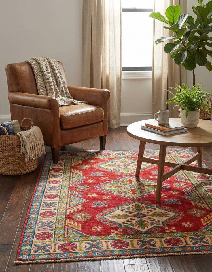 Detail image of 3' 2 x 4' 9  Hand Knotted Kazak Rug