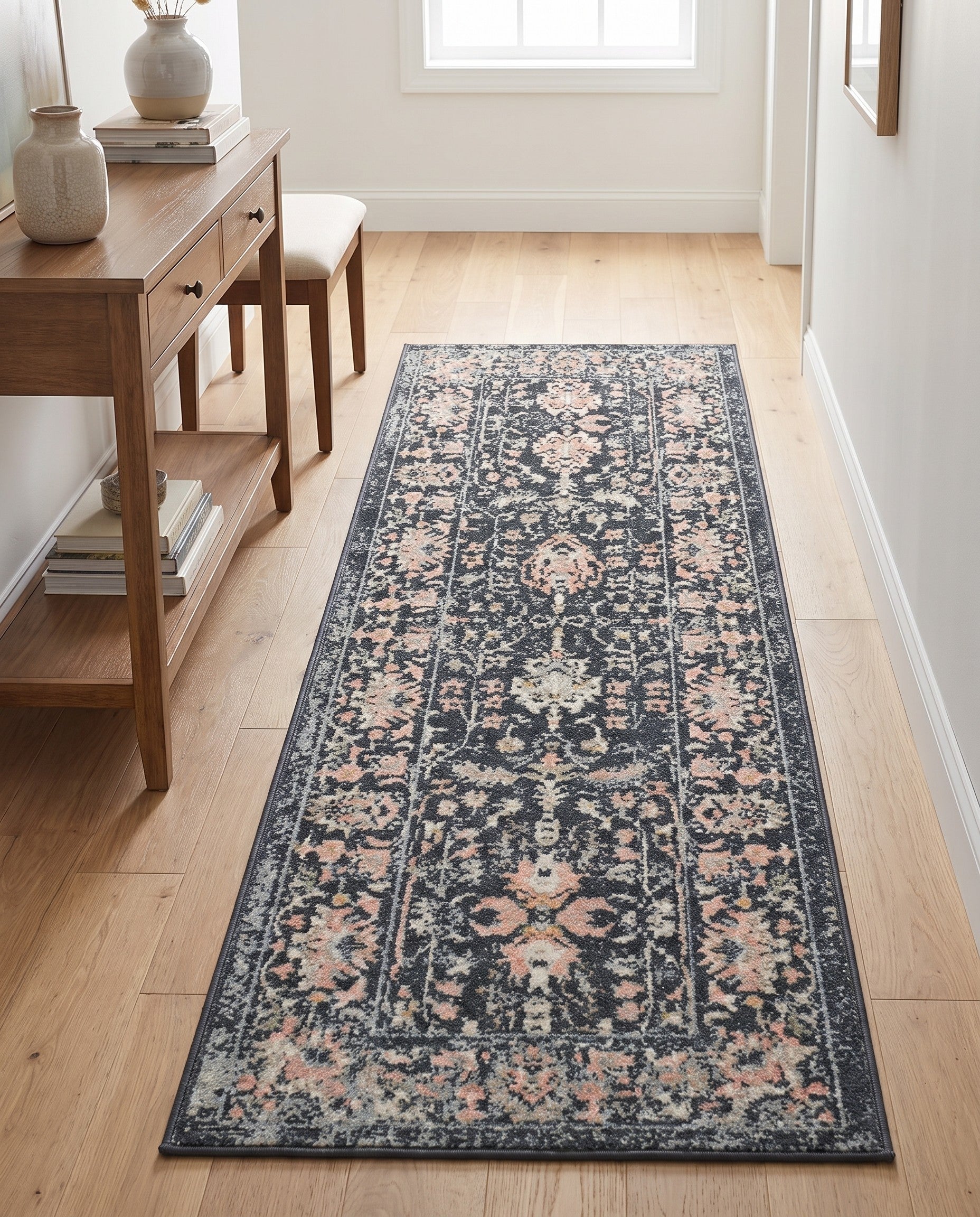 Navy Blue Kamala Washable Runner Rug