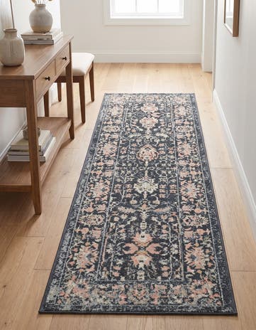 Navy Blue Kamala Washable Runner Rug